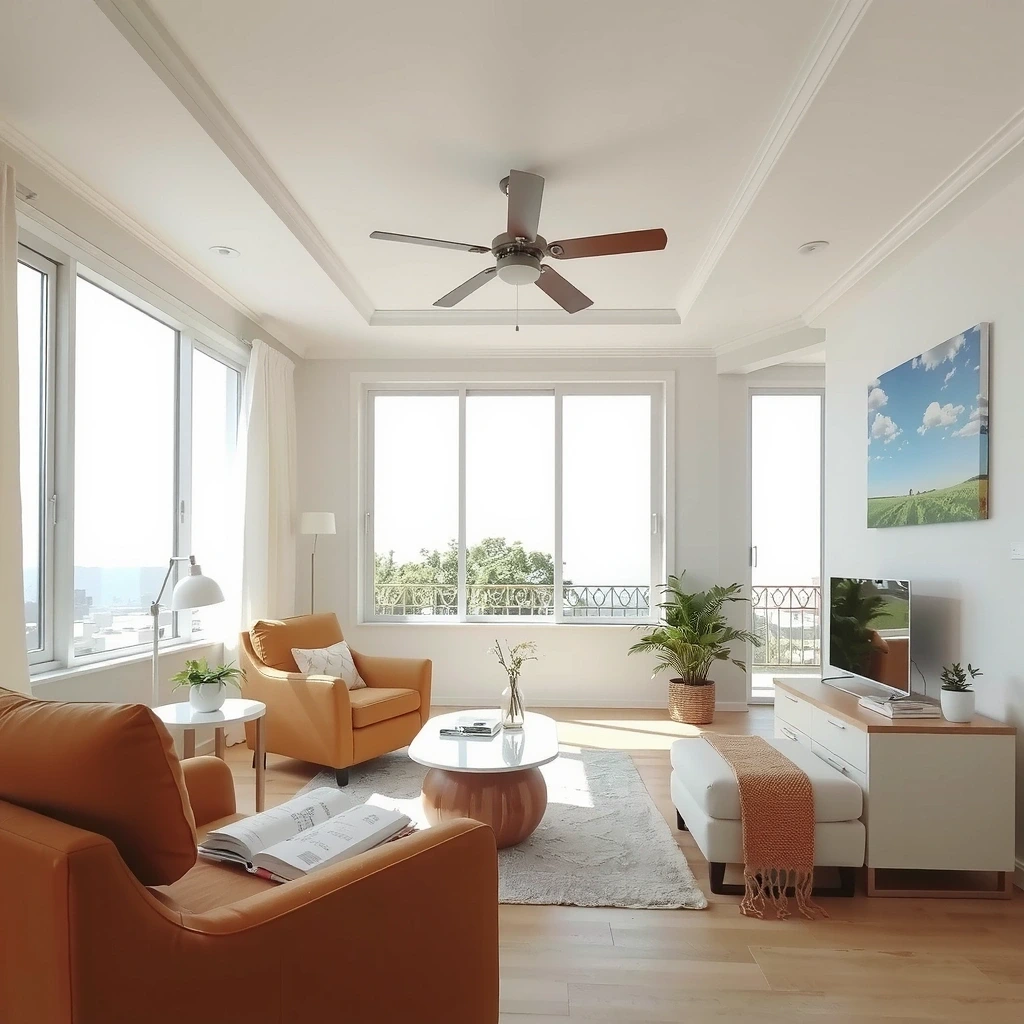 Sunlit spotless living room